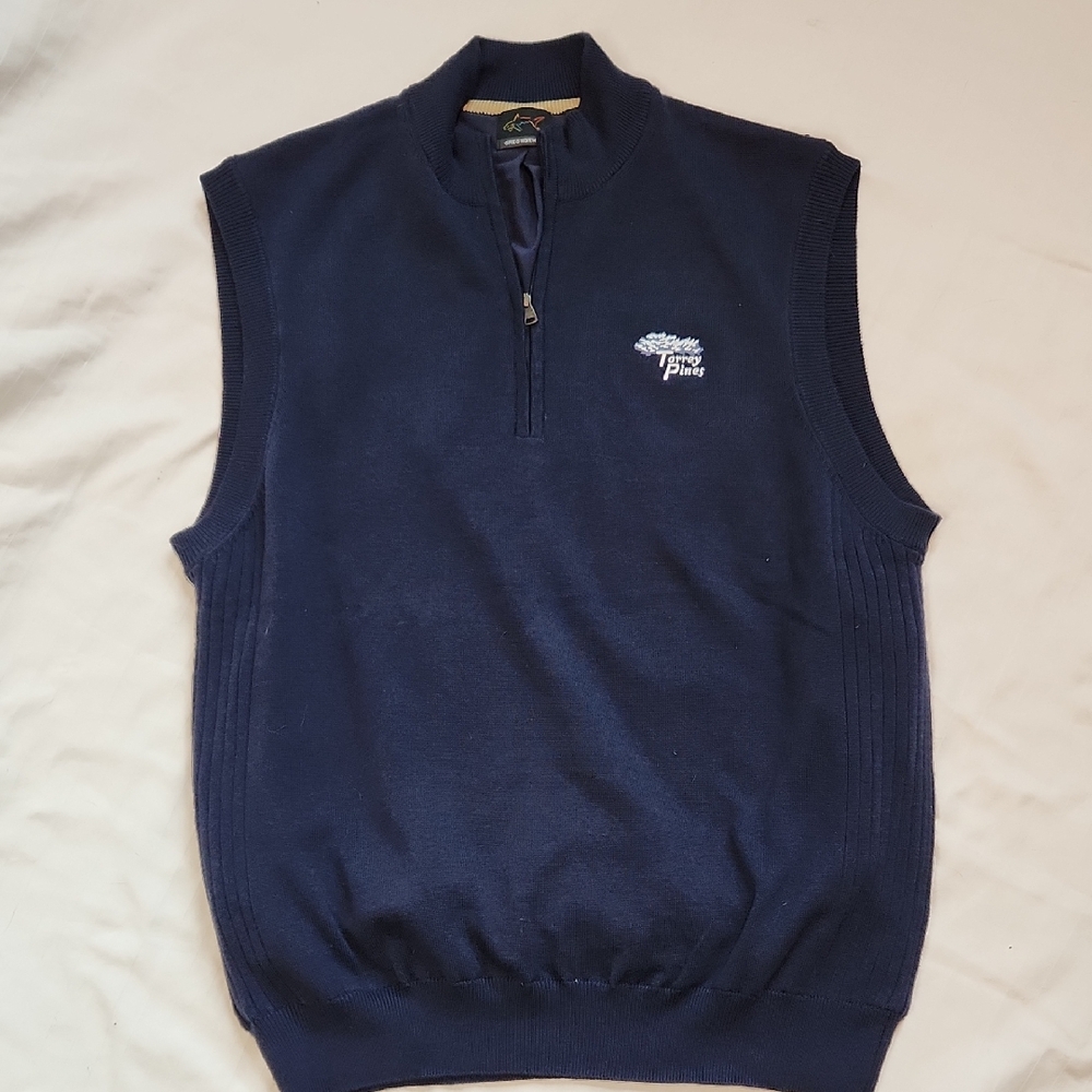 Greg Norman | Cotton Blend Knit  | Linned Sleeveless Half-Zip Sweater Vest Sz M